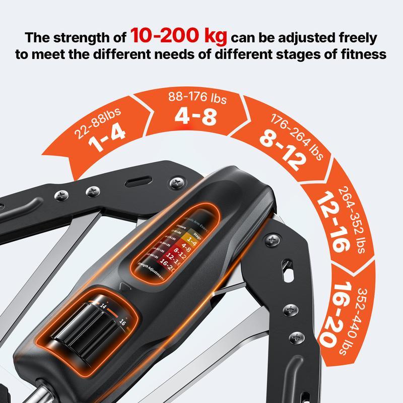 22-440lbs Adjustable Hydraulic Arm Trainer | Foldable w/ Rep Counter