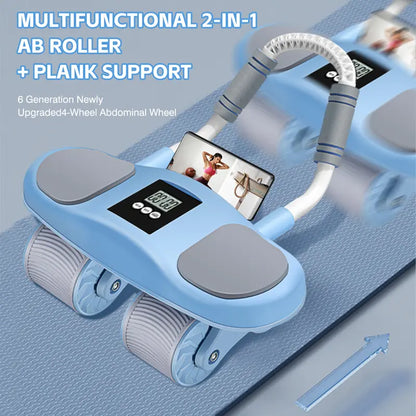Auto-Rebound Ab Roller Wheel with Timer & Knee Mat
