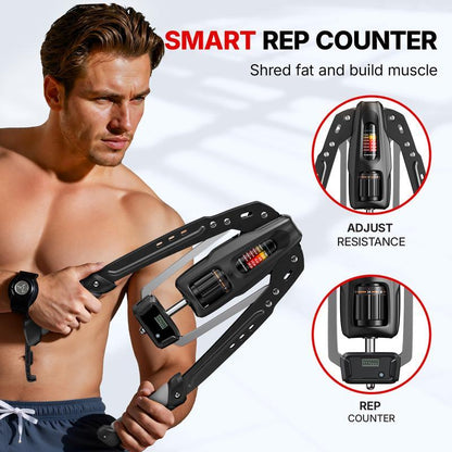 22-440lbs Adjustable Hydraulic Arm Trainer | Foldable w/ Rep Counter