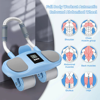 Auto-Rebound Ab Roller Wheel with Timer & Knee Mat