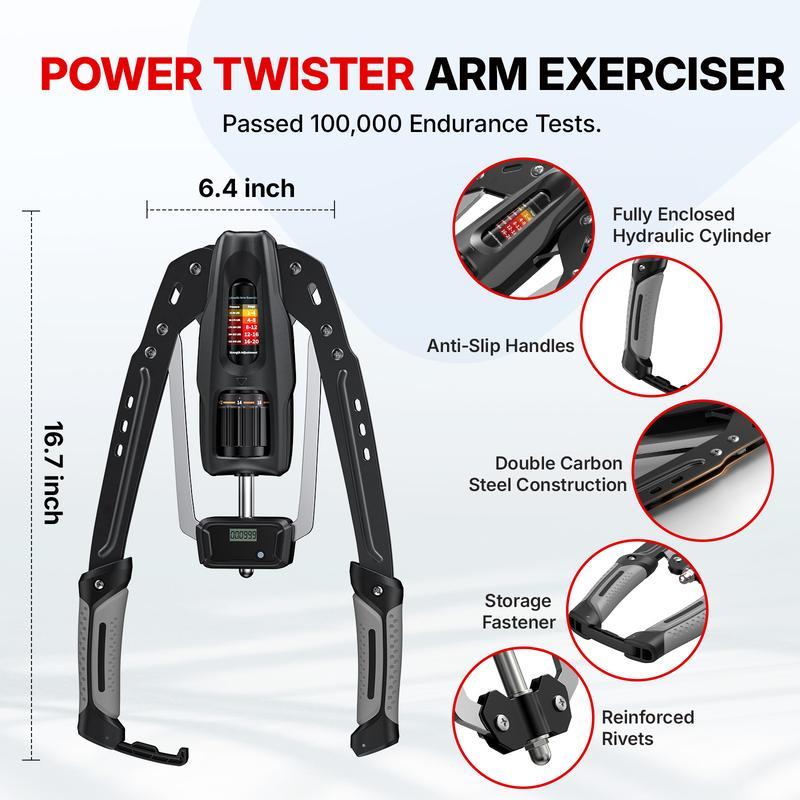 22-440lbs Adjustable Hydraulic Arm Trainer | Foldable w/ Rep Counter