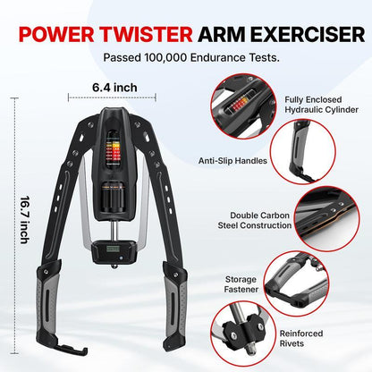 22-440lbs Adjustable Hydraulic Arm Trainer | Foldable w/ Rep Counter